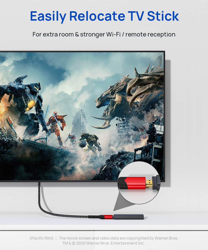 HDMI Extension Cable 10FT, JSAUX 4K 60Hz High Speed HDMI Extender Cord Male to Female Adapter Connector (HDR HDCP 2.2), Compatible with Roku TV Streaming Stick, Bluray Player, HDTV, Laptop, PC - Red