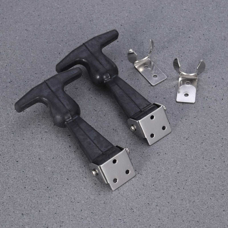 Baluue Catch Flexible T-Handle Hasp Elastic Stainless Steel Rubber Hood T-Handle Draw Latches T-Handle Hasp with Brackets for Tool Box, 2pcs