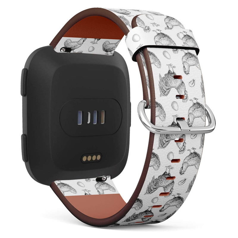 Compatible with Fitbit Versa, Versa 2, Versa Lite, Leather Replacement Bracelet Strap Wristband with Quick Release Pins // Chicken Breeding