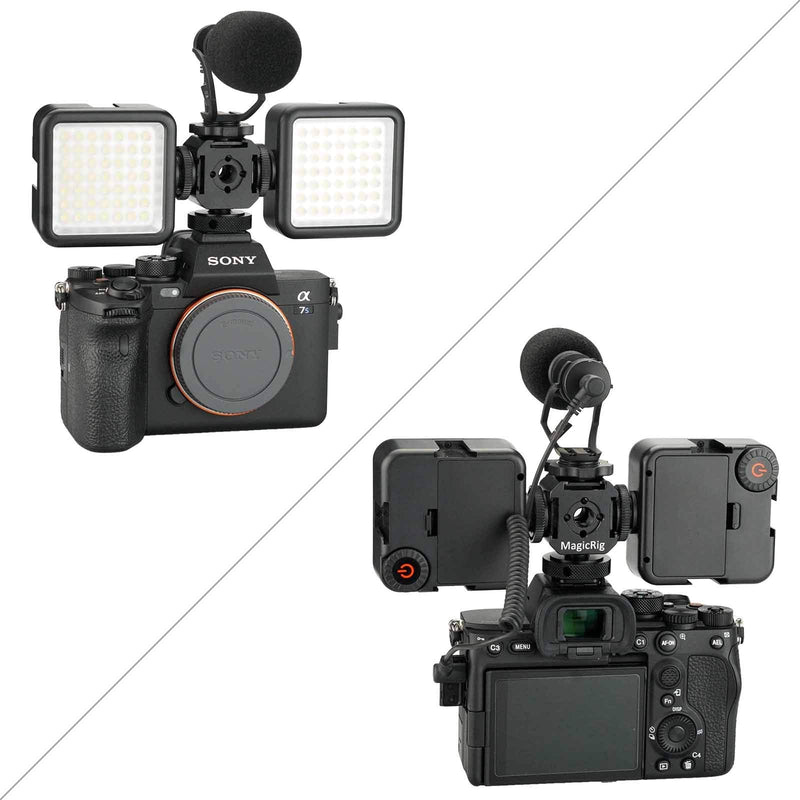 MAGICRIG Camera Cold/Hot Shoe Triple Shoe Mount Adapter ,Microphone Flash Display Adapter for DSLR Camera