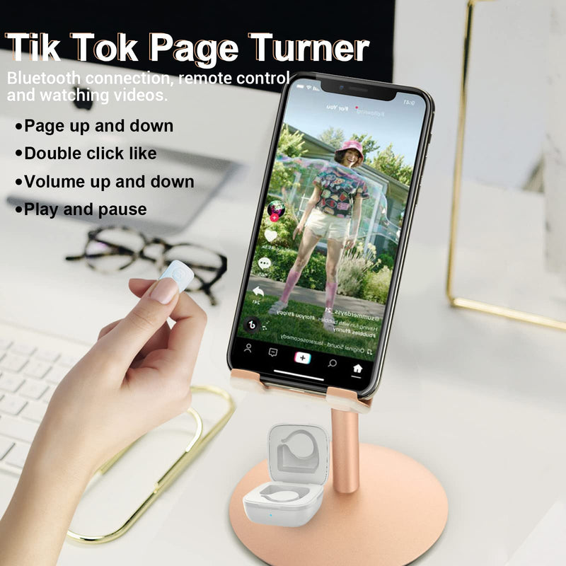 TIK TOK Bluetooth Remote Control Video Page Turner with Most Smartphones and Tablets(iOS Android),Wireless Ring Camera Shutter Control,Bluetooth 5.0USB Rechargeable 32ft Range-White (D01) White