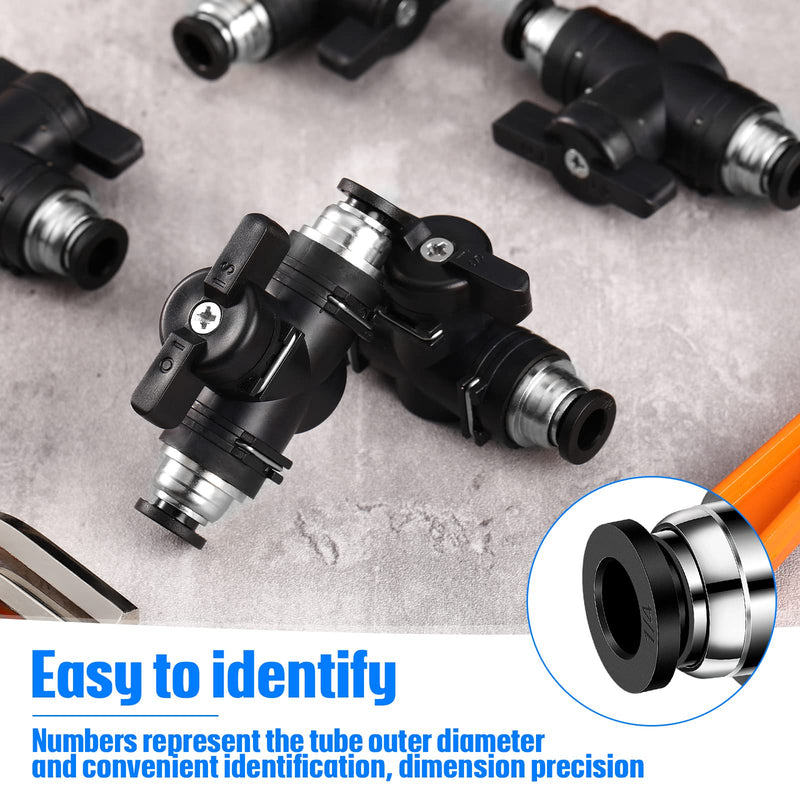 5 Pieces Pneumatic Ball Valve Push to Connect Fittings Ball Valve PVC Air Flow Control Valve Air Fittings Straight Quick Connect Union Air Quick Connect Air Hose Fittings (1/4" x 1/4" OD) 5 1/4" x 1/4" OD