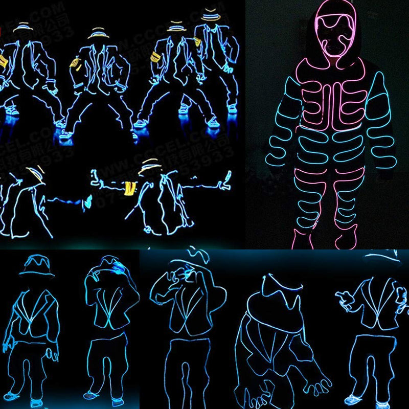 EL Wire, 3 Light Modes Neon Light Portable Battery Powered Electroluminescence Wire Pack Drivers High Brightness for Xmas Party Decoration Wedding Pub (16ft/5m)(Green)