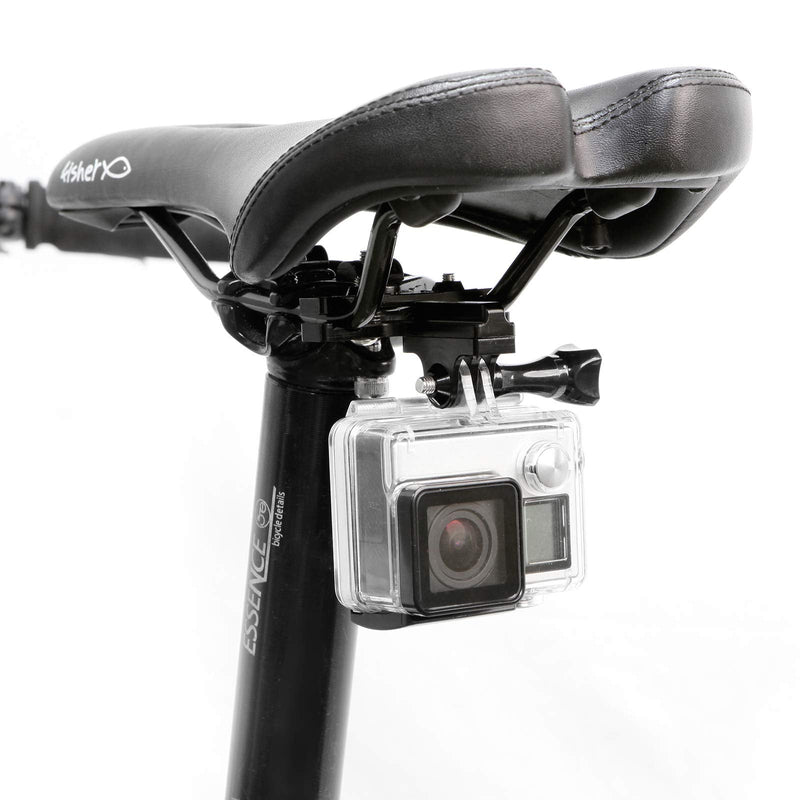 Meking Aluminum Bike Saddle Rail Camera Seat Mount Holder Adapter, 2-Rail Adapter + Thumbscrew for Hero 2 3 4 5 6 7 Session Action Camera Accessories (Black) Saddle rail mount