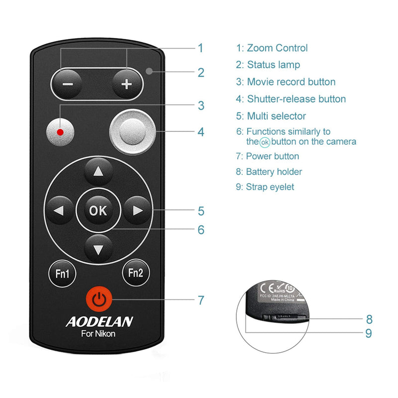 AODELAN Wireless Remote Control for Nikon COOLPIX P1000 Z50 B600 A1000 P950 Accessories, Replace ML-L7