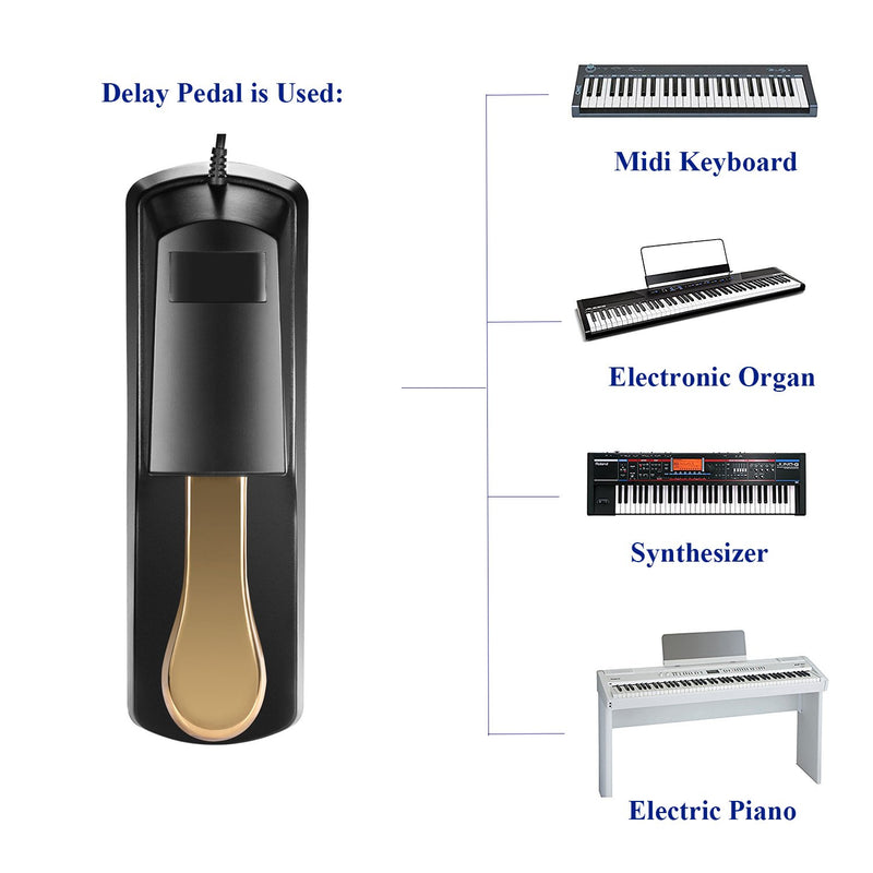 MaxLLTo Sustain Pedal for Keyboard, Universal Foot Damper Pedals for Yamaha Casio Sustain Ped Yamaha Roland Kurzweil M-Audio Korg Williams Behringer Moog Digital Electronic Piano Keyboard (Gold) Gold