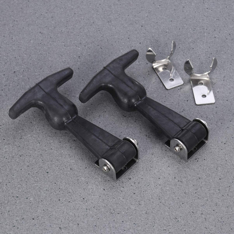 Baluue Catch Flexible T-Handle Hasp Elastic Stainless Steel Rubber Hood T-Handle Draw Latches T-Handle Hasp with Brackets for Tool Box, 2pcs