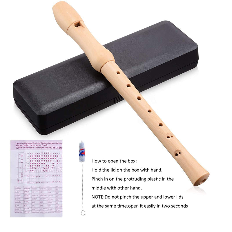 Baroque Recorder 8 holes,Soprano C Key Recorder Made of Maple Wood with storage Case,Fingering Chart and Cleaning Rod for Kids Adults Beginners