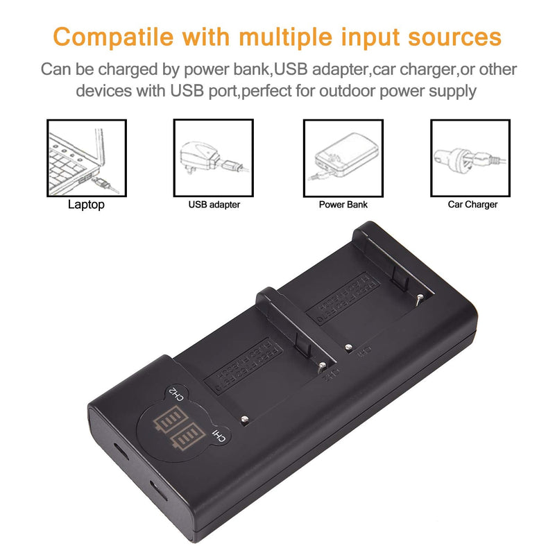 [AUSTRALIA] - DSTE Replacement for 2X NP-FM50 + Dual LCD Battery Charger Compatible Sony CCD-FRV DCR-PC DCR-TRV GV HVL Series Camera with Type-C and Micro-USB Port as NP-FM30 NP-FM51 QM50 QM51 FM55H 