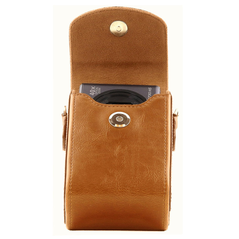 MegaGear MG1504 Canon PowerShot SX740 HS, SX730 HS Leather Camera Case with Strap - Light Brown