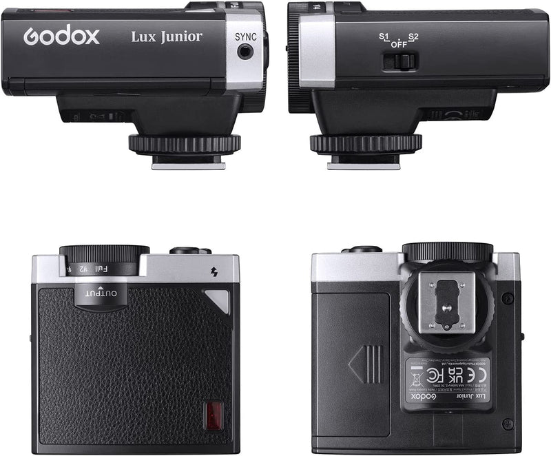Godox Camera Flash Lux Junior Retro-Style, 6000K±200K GN12 Auto & Manual Modes 1/1-1/64, Godox Flash Compatible with Canon Nikon Sony Fuji Olympus Hot-Shoe Camera & Digital Camera