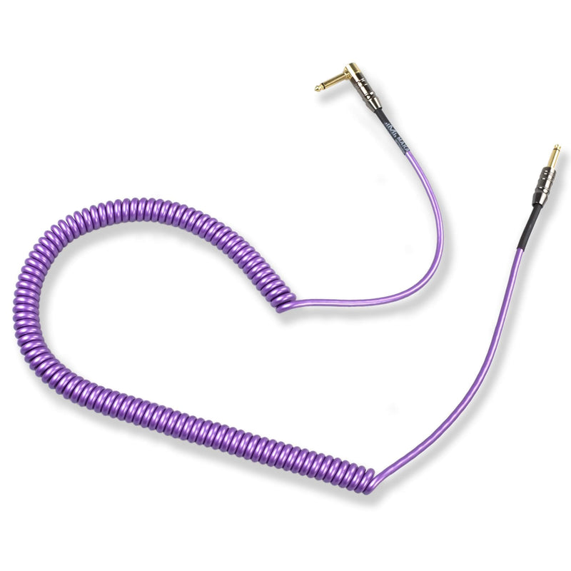 [AUSTRALIA] - M MAKA Premium Guitar Coil Cable 20 Feet, Instrument Coiled Curly Cord for Guitar Bass, 1/4 inch Right Angle to Straight, Purple 20' 