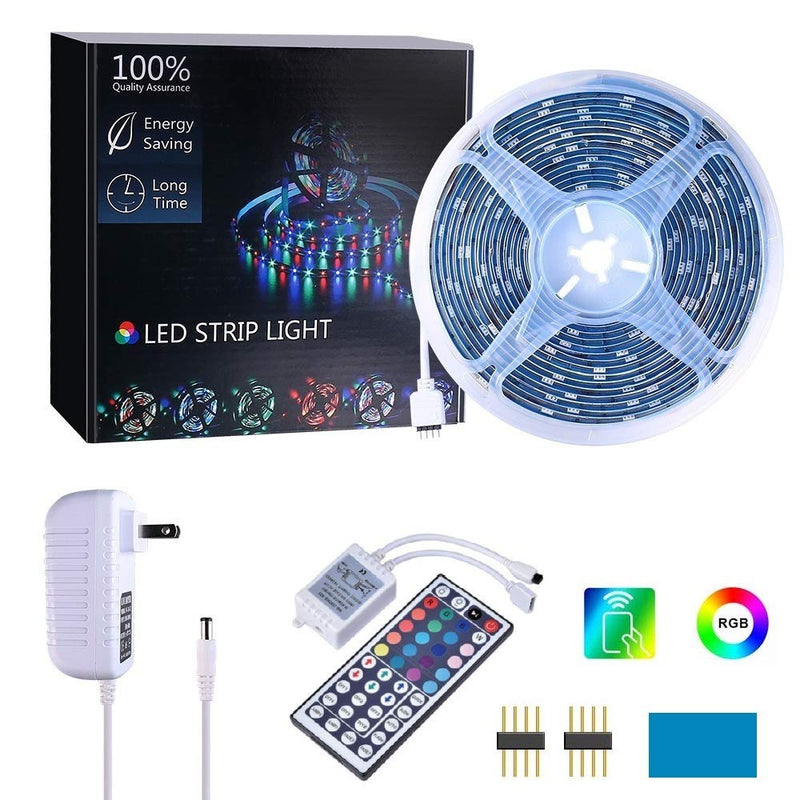 [AUSTRALIA] - Runoob LED Strip Lights Waterproof 16.4ft/5m with 44 Keys Remote Controller and Power Supply Flexible Color Changing 5050 RGB 300 LEDs Light Strips Kit for Holiday Party Home Bedroom DIY Decoration 