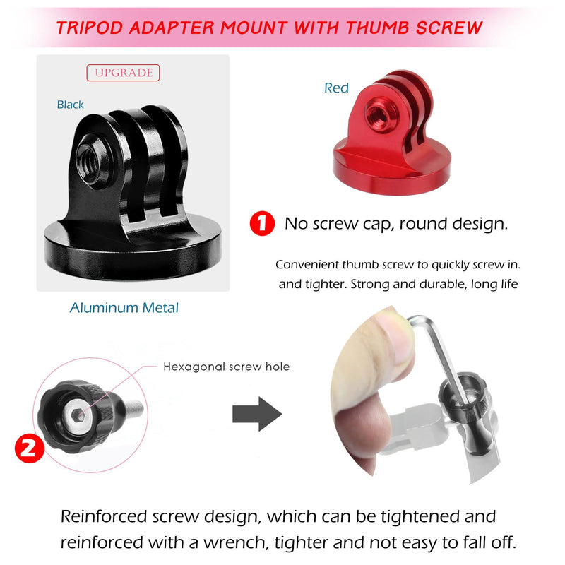 Alumium Tripod Mount Adapter, Gopro Threaded Mount Adapter,Action Camera Tripod Aluminum Mount,for GoPro Max, GoPro Hero, DJI Osmo Action Camera （Two Groups） Aluminum alloy seat