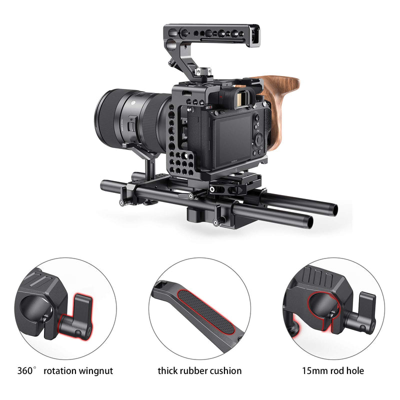 SMALLRIG 15mm Long Lens Support Bracket Height Adjustable for DSLR Camera Shoulder Rig (New) - 1087