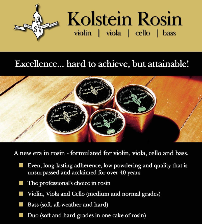 Kolstein Ultra Formulation Supreme Bass Rosin All-Weather KR-013 Low Powdering and Smooth, Easy Bowing Rosins, Resin