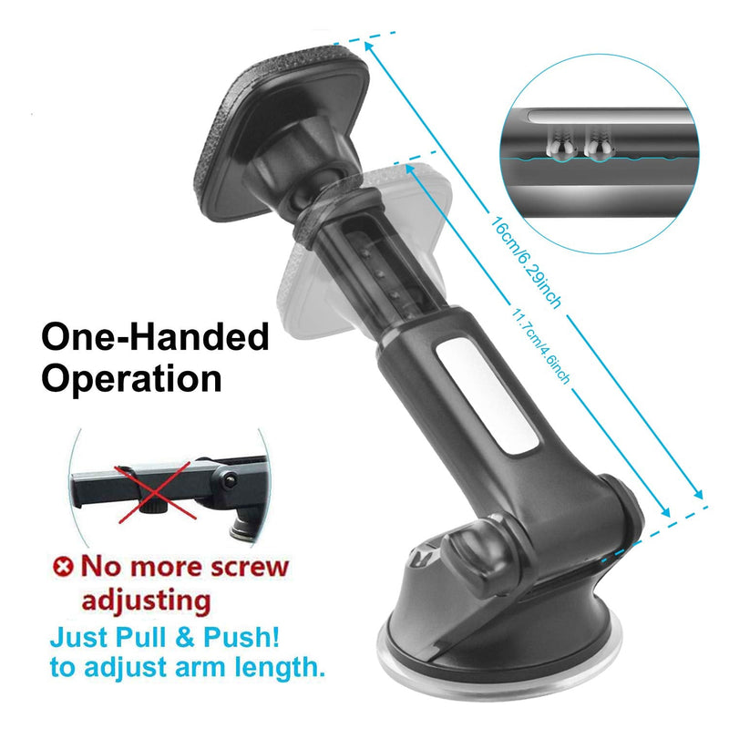 Magnetic Phone Car Mount,APPS2Car Universal Dashboard Windshield Industrial-Strength Suction Cup Car Phone Mount Holder with Adjustable Telescopic Arm,6 Strong Magnets,for All Cell Phones