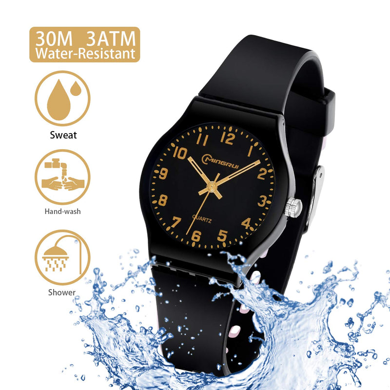 Kids Watch Analog, Teens Child Quartz Waterproof Wristwatch with for Kids Boys Girls,Time Teach Watches Easy to Read Time with Soft Silicone Band Black2