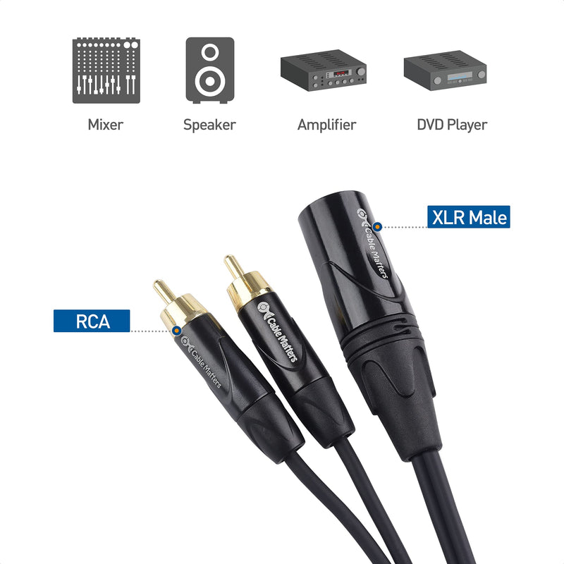 Cable Matters Dual RCA to XLR Stereo Audio Splitter Cable 10 ft / 3m (XLR to Dual RCA Splitter Adapter) in Black 10 Feet