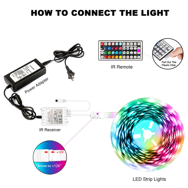 dalattin Led Lights for Bedroom 30ft Color Changing Lights with 44 Keys Remote Controller LED Strip Lights,1 Roll of 30ft