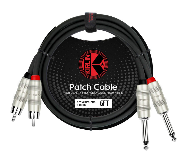 [AUSTRALIA] - Kirlin Cable AP-403PR-06/BK - 6 Feet - Dual RCA to Dual 1/4-Inch Patch Cable Black 