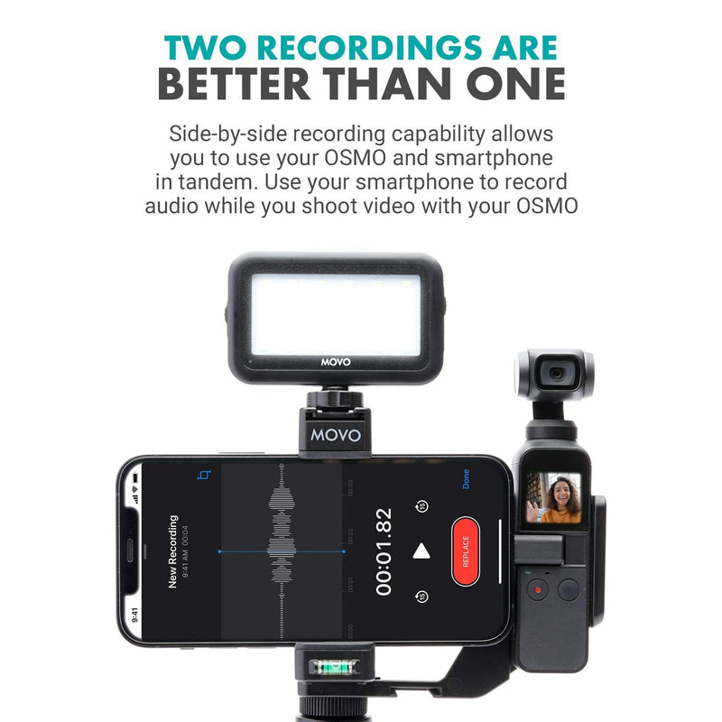 Movo OPR-50GL Video Rig Compatible with The DJI OSMO Pocket - Includes Universal Smartphone Mount, Grip Handle, and LED Video Light - OSMO and Smartphone Video Rig with High Power LED Light Bundle