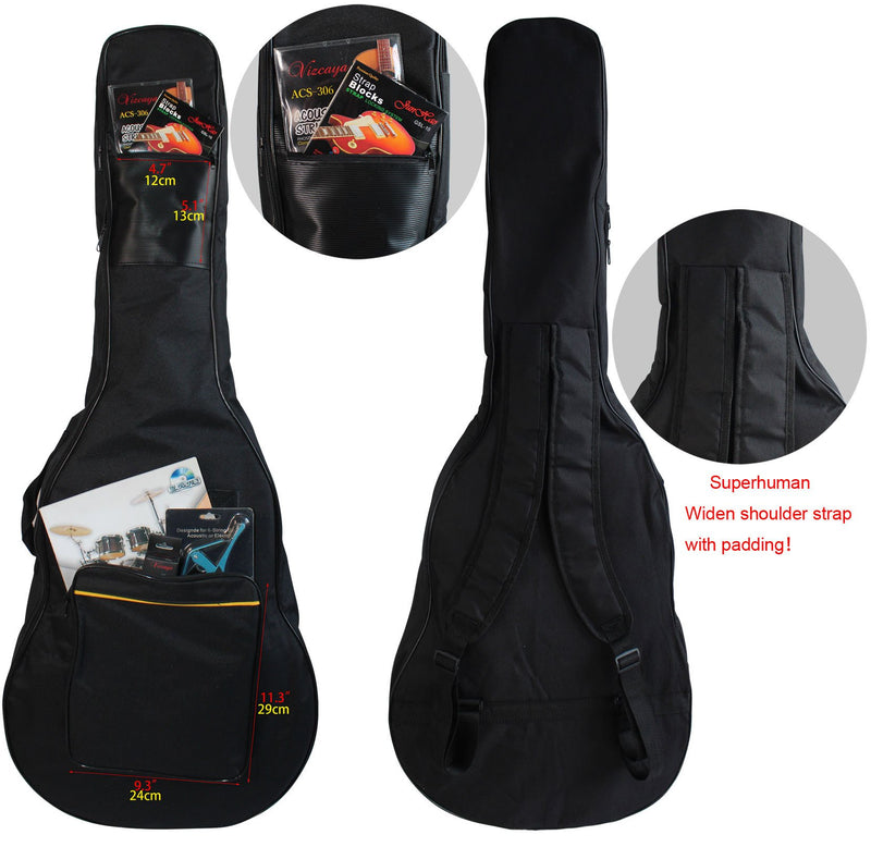 YMC 41 Inch Waterproof Dual Adjustable Shoulder Strap Acoustic Guitar Gig Bag 5mm Padding Backpack with Accessories(Picks, Pick holder, Strap Lock, String Winder) -For 40" & 41-Inch Acoustic Guitar 41 Inch Acoustic Guitar
