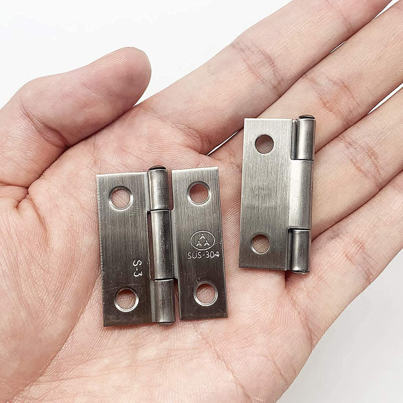 Adiyer 10pcs 304 Stainless Steel 1.5-inch Folding Butt Hinges Home Furniture Hardware Door Hinge Small Hinges for Wooden Boxes Lid Jewelry Box Crafts (38mm x 30.5mm x 1mm) 38x30.5x1mm w Screws