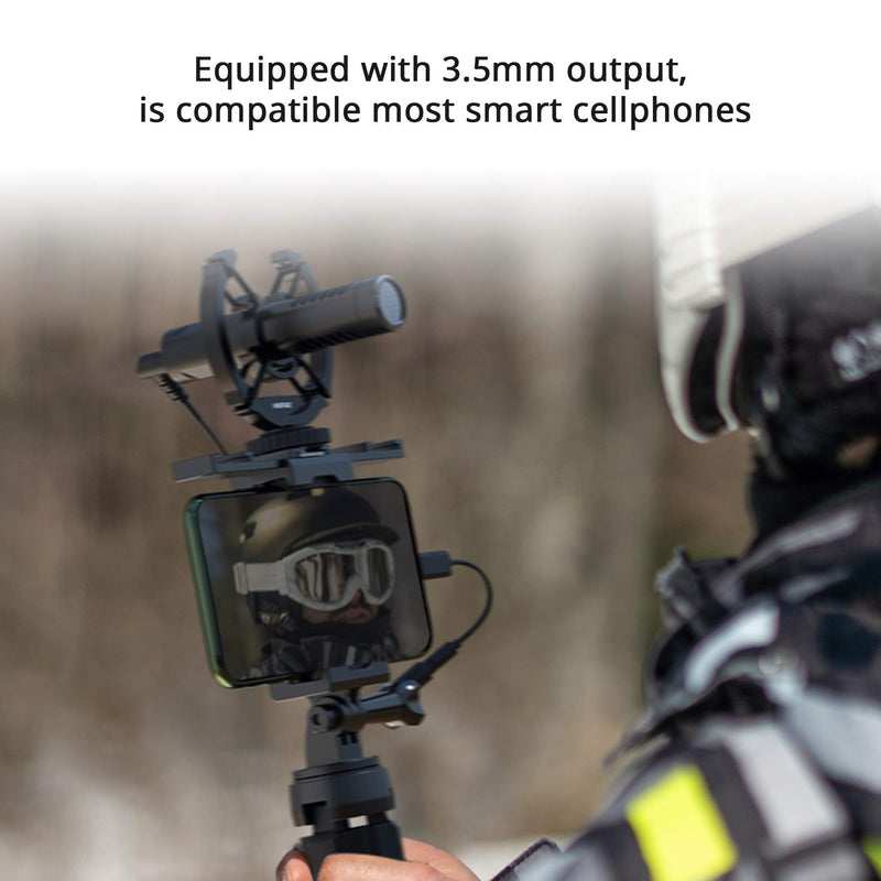 Mirfak N2 On Camera Microphone with Shock Mount and Furry Windshield, Interview Shotgun Microphone for DSLR, Mobile Phone, Camcorders, Recorders, PC