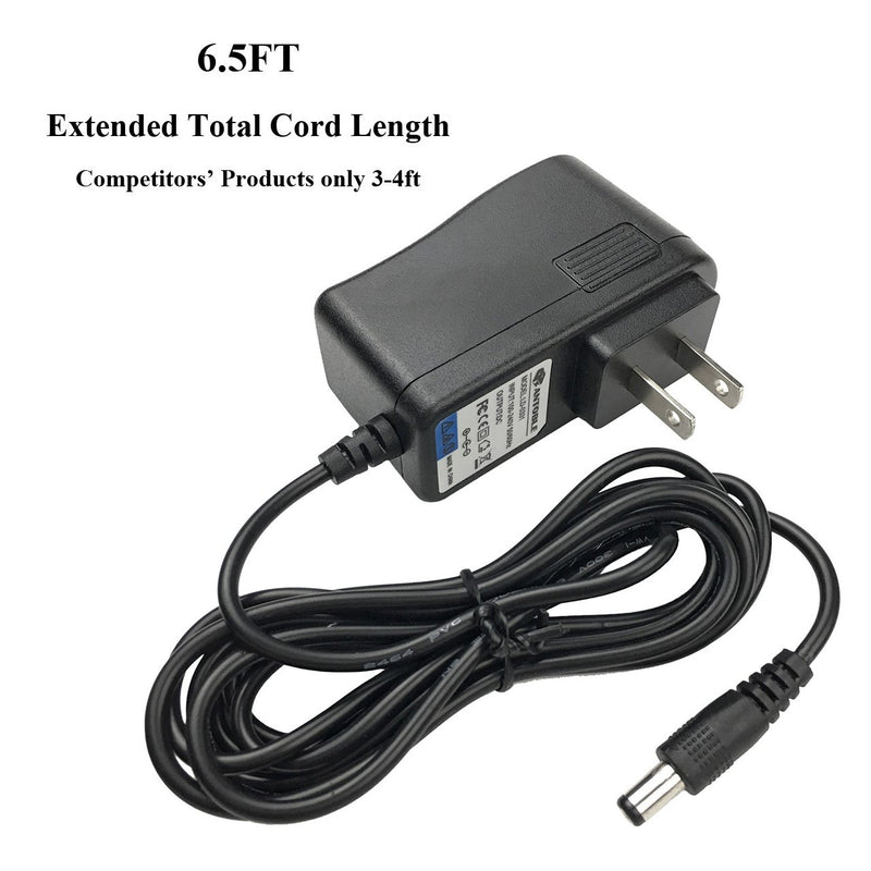 9V 6.5ft Cord AC Adapter for Charging Casio Piano Keyboard AD-5 AD-5UL WTAD5 (CTK, CA, MA, HT, LK, CT, Series)