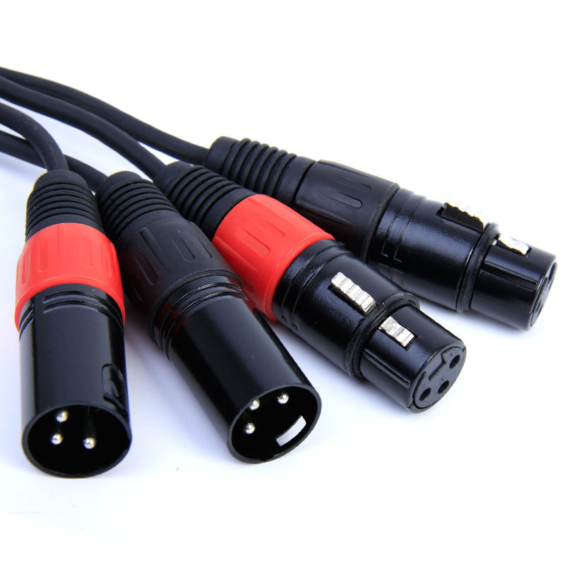 [AUSTRALIA] - 2 x Male XLR to 2 x Female XLR Lead Cable 2.5m 8ft 