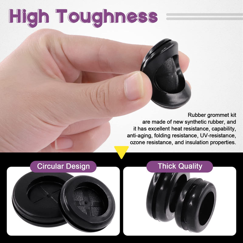 Swpeet 290Pcs 3 Types Closed/Double Sided/Eyelet Ring Gasket Rubber Grommet with Craft Knife Kit, Firewall Hole Plug Round Rubber Plug Hole Grommets Rubber Gasket for Auto Car Wire Cable 290Pcs Mixed Rubber Grommets Kit