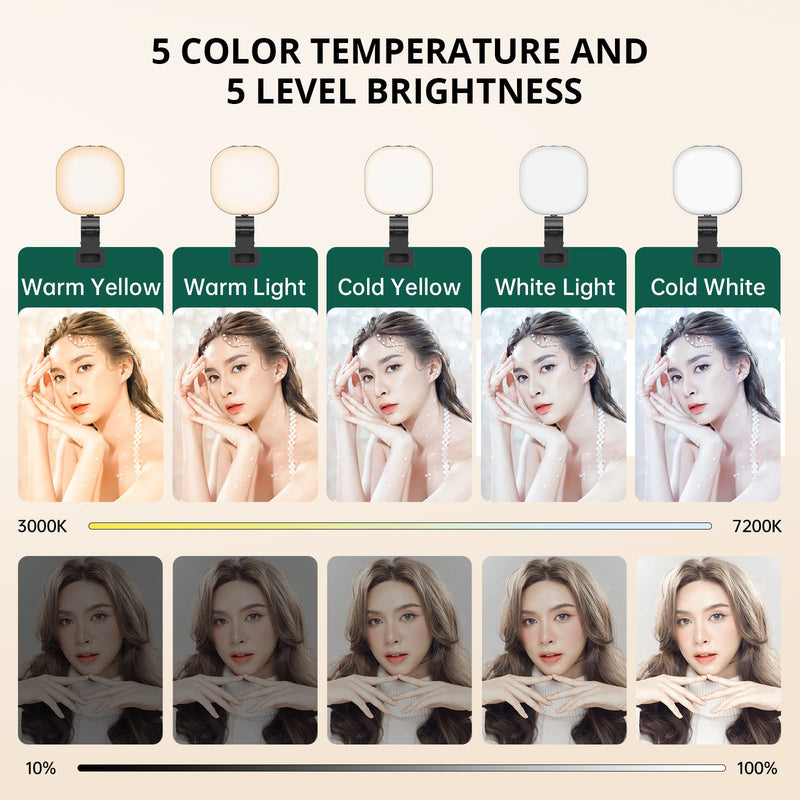ATUMTEK LED Video Light, Mini Selfie Light Camera Light, Rechargeable Clip-on Ring Light for Phone, Laptop, Tablet and Computer, Dimmable Fill Lamp for Conference/Zoom Call/Photography/Makeup/Picture