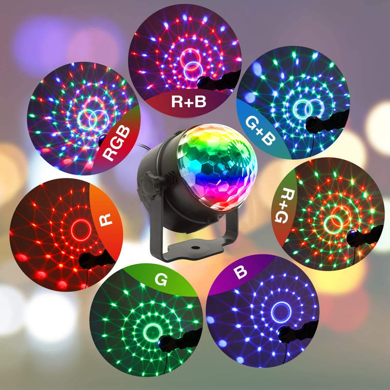 Disco Lights, KOOT Sound Activated Disco Ball Lights with Remote Control RGB DJ Lights Stage Strobe Lights for Home Birthday Disco Party Dance Karaoke Show Club Pub