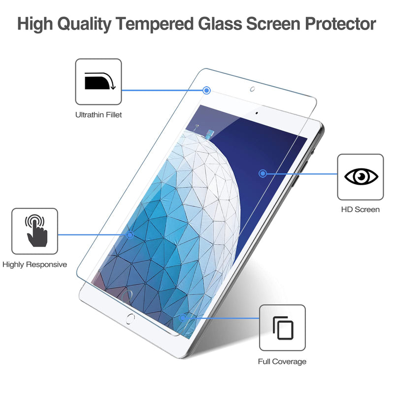 ProCase 2 Pack iPad Air 3rd 10.5 Inch 2019 / iPad Pro 10.5 2017 Screen Protector, Tempered Glass Screen Film Guard Screen Protector for iPad 10.5 Air 3rd Gen 2019 / iPad Pro 10.5" 2017