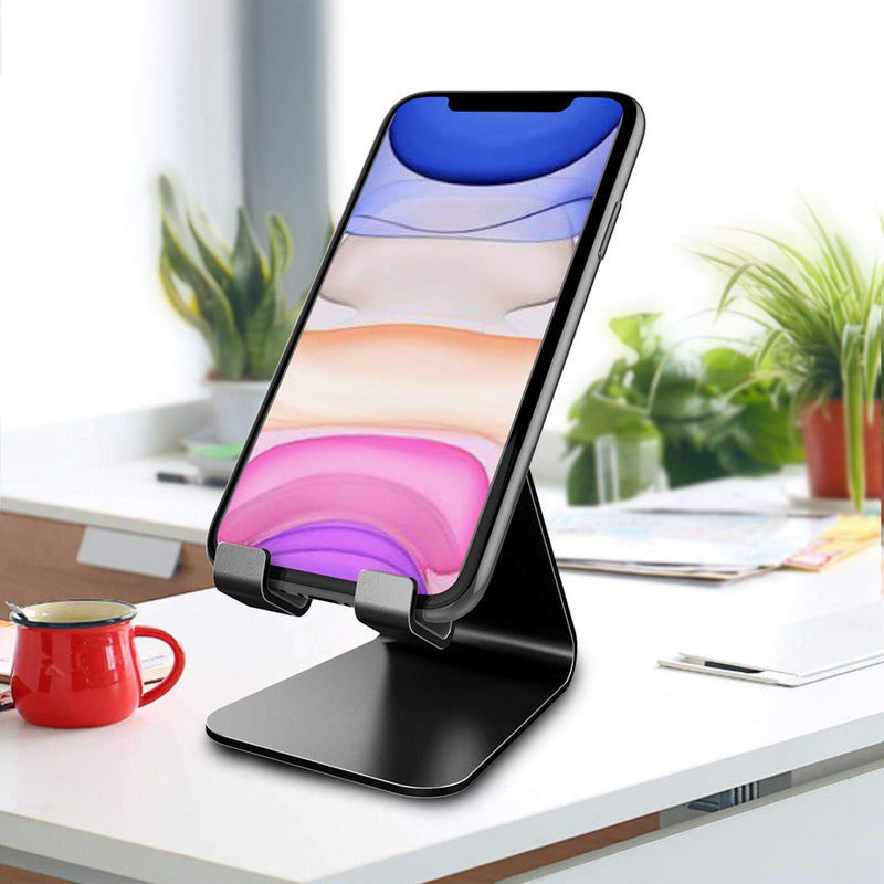 CreaDream Cell Phone Stand, Cradle, Holder,Aluminum Desktop Stand Compatible with Switch, All Smart Phone, iPhone 11 Pro Xs Max Xr X Se 8 7 6 6s Plus SE 5 5s-Black Black