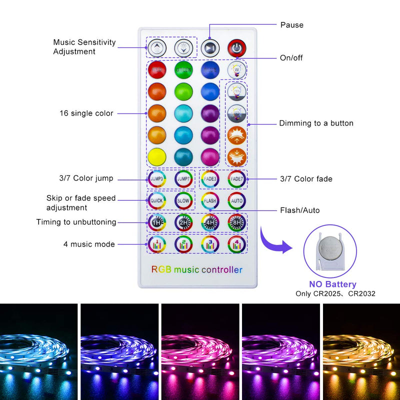 [AUSTRALIA] - 50Ft/15M Led Strip Lights, AKEPO Smart Rope Lights 12V Flexible Music Sync RGB Color Changing Bluetooth APP & IR Remote Controller LED Light Strips for Home Bedroom Kitchen Party Christmas 