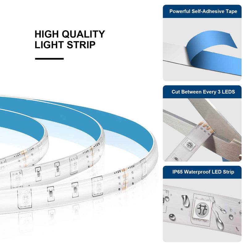 [AUSTRALIA] - ShinePick Led Strip Lights 16.4ft Waterproof SMD 5050 150LEDs Light Strips Kit with 44 Keys Remote Controller and 12V Power Supply 1 Pack 