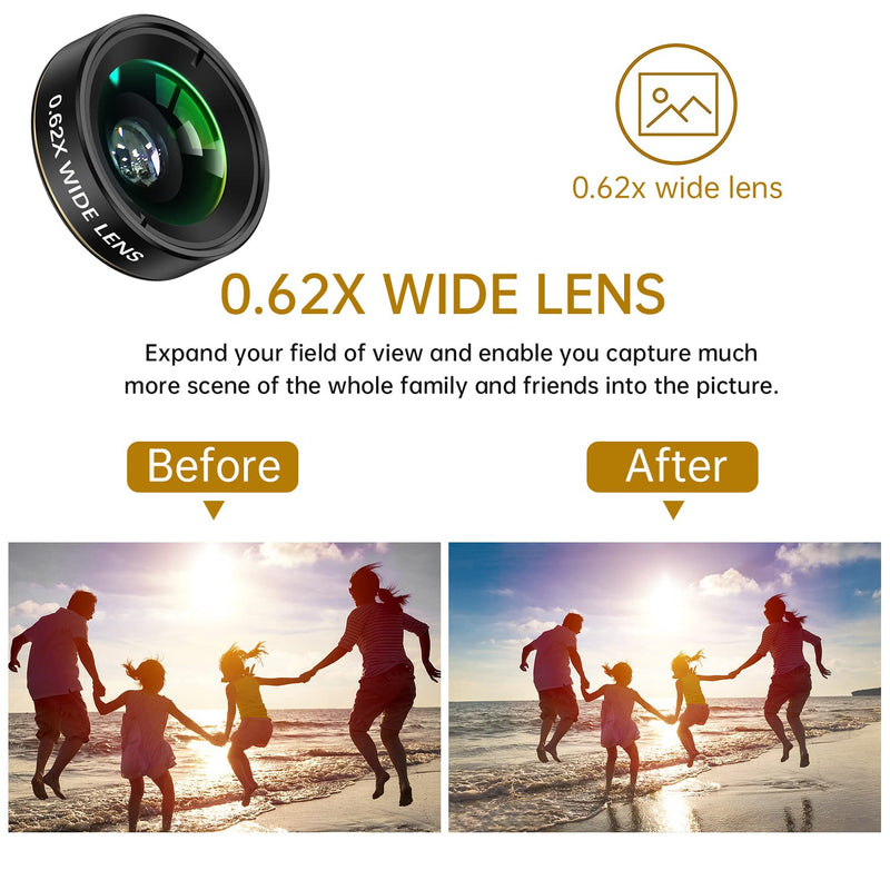 [AUSTRALIA] - Phone Camera Lens 3 in 1 Kit, COSULAN Phone Lens Kit - 235° Fisheye Lens + 25X Macro Lens + 0.62X Wide Angle Lens, Clip on Cell Phone Lens Camera Compatible with iPhone Samsung Android Smartphones 