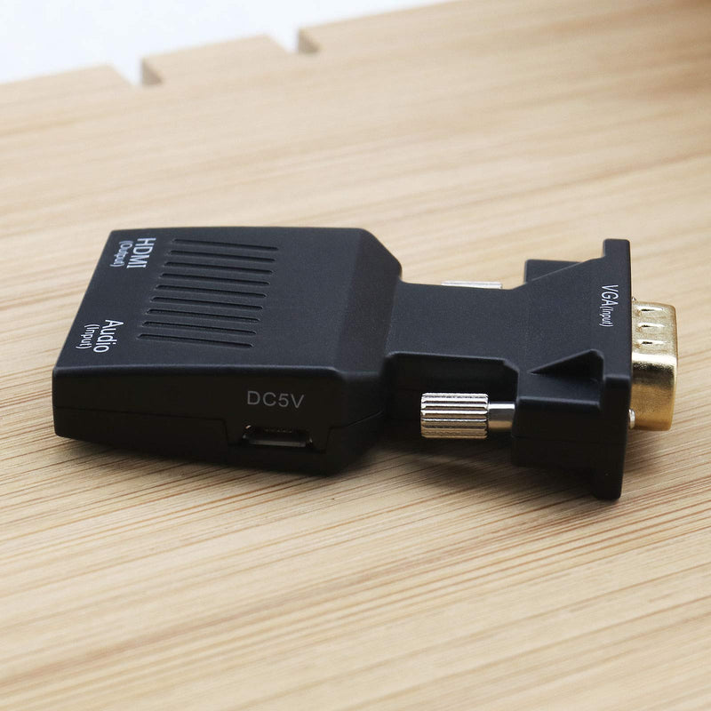 1080P VGA Male to HDMI Female Adapter, with 3.5mm Audio Cable USB2.0 Cable for HDTV AV HD Indicator