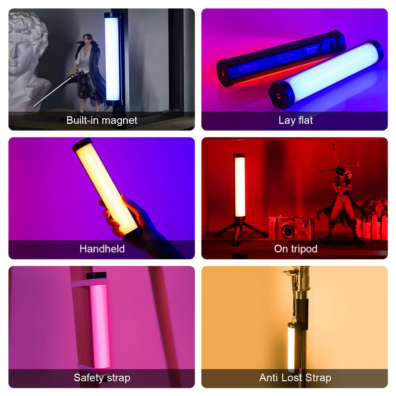Photography Light Wand, Sutefoto Handheld Led Light Stick, RGB & Bi-Color Portable Tube Light for Video Photography TikTok Portrait(with OLED Display, Magnetic, Built-in Rechargeable Battery, Tripod)
