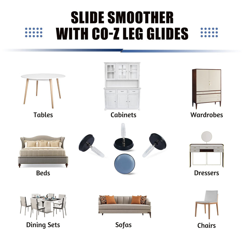 CO-Z Furniture Sliders 40 PCS, Nail on Chair Leg Floor Protectors for Hardwood Floors, Furniture Pads for Dining Chair Cabinet Table Legs, Chair Glide Moving Pads for Wooden Furniture, 0.75″ Dia