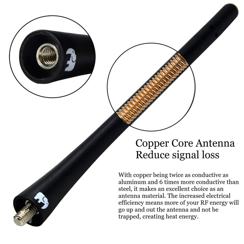 ONE250 7" inch Flexible Antenna, Compatible with All Dodge RAM Trucks (RAM 1500, RAM 2500 or RAM 3500 1994-2023) - Designed for Optimized FM/AM Reception (Black) Black