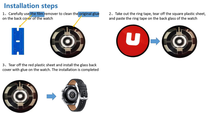 3PCS Ring Tape for Galaxy Watch Active 2/Galaxy Watch 3 to reattach The Rear Cover Glass for Samsung Galaxy Watch Active 2(44mm/41mm)/Galaxy Watch 3(45mm/41mm)