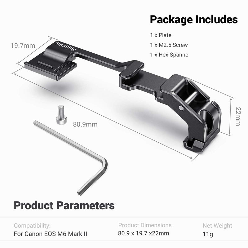 SmallRig Vlogging Shoe Mount Relocation Plate for Canon EOS M6 Mark II BUC2627