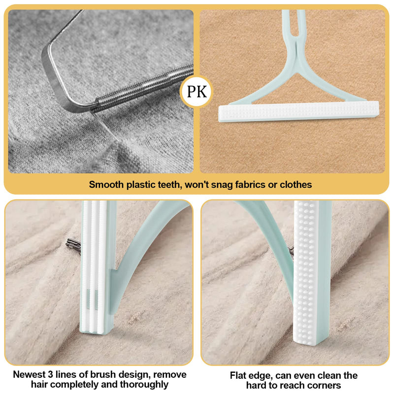 2pcs Manual Portable Fabric Shaver, 1 Metal Carpet Lint Scraper for Furniture Pet Hair Removal (1Buck Thick Rack Can Be Used for Years), 1 Reusable Fuzz Lint Remover Brush for Clothes Couch(No Snag)