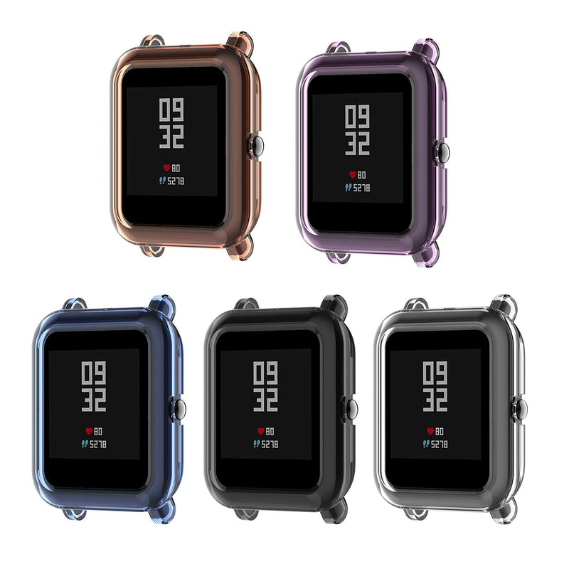 EEweca 5-Pack Protector Case for Amazfit Bip Smartwatch Soft TPU Bumper Shell