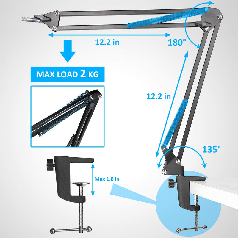 [AUSTRALIA] - SM58 Mic Stand with Windscreen - Microphone Boom Arm Stand with Foam Cover Pop Filter for Shure SM58S SM58-LC Dynamic Vocal Microphone by YOUSHARES 