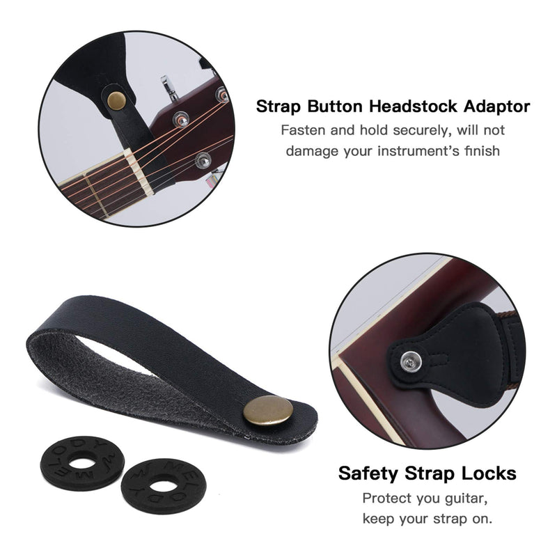 Tifanso Guitar Strap, Soft Cotton Guitar Straps With 3 Pick Holders, Strap Button Headstock Adaptor, 1 Pair Strap Locks and 3 Guitar Picks Set For electric/Acoustic Guitar black