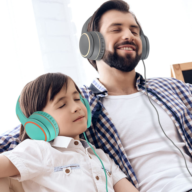 RORSOU R10 On-Ear Headphones with Microphone, Lightweight Folding Stereo Bass Headphones with 1.5M No-Tangle Cord, Portable Wired Headphones for Smartphone Tablet Computer MP3 / 4 (Grey) Grey